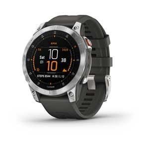 Garmin epix PRO Glass, Silver/ Gray Silicone Band