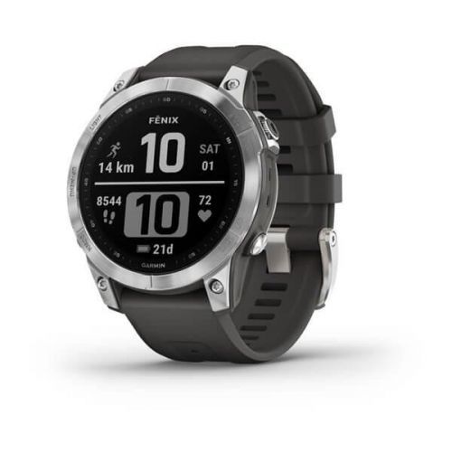 Garmin fenix 7 PRO Glass, Silver/ Graphite Silicone Band