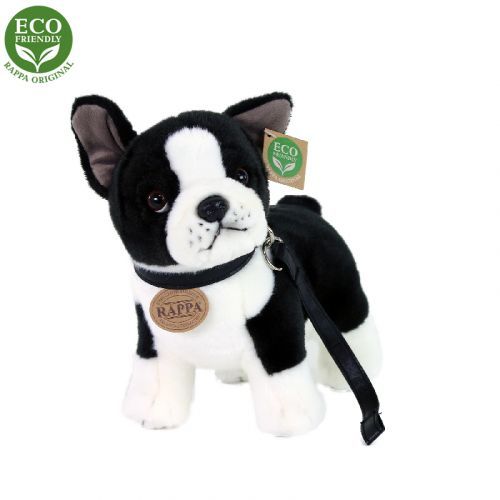 Plyšový pes francouzský buldoček s vodítkem stojící 23 cm ECO-FRIENDLY