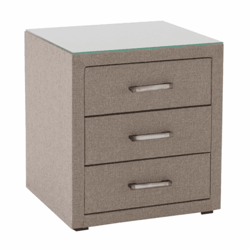 Noční stolek, světle hnědá látka/sklo, SAMRENO