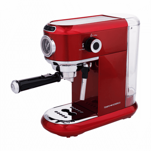 TEMPO-KONDELA ERNESTO, pákový kávovar, červená, nerezová ocel/plast