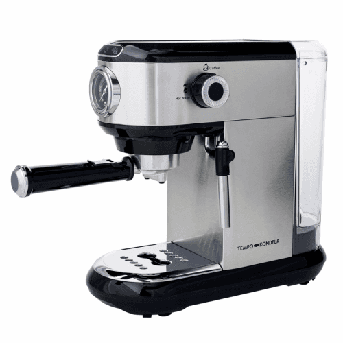 TEMPO-KONDELA ERNESTO, pákový kávovar, stříbrná, nerezová ocel/plast