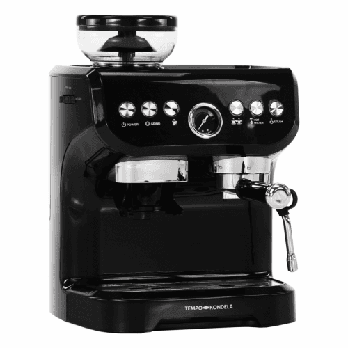 TEMPO-KONDELA BERNY, pákový kávovar s mlýnkem, černá
