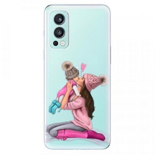 Odolné silikónové puzdro iSaprio - Kissing Mom - Brunette and Girl - OnePlus Nord 2 5G
