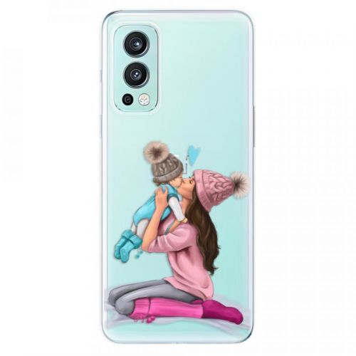 Odolné silikónové puzdro iSaprio - Kissing Mom - Brunette and Boy - OnePlus Nord 2 5G