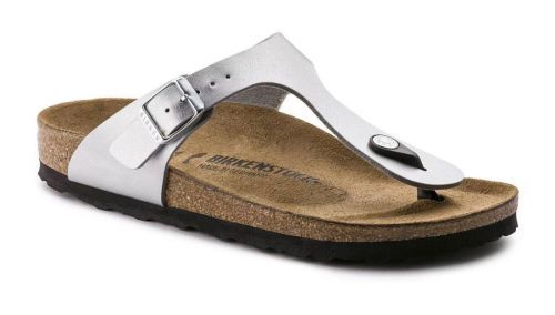 Birkenstock Gizeh Birko-Flor Silver Narrow Fit šedé 43853