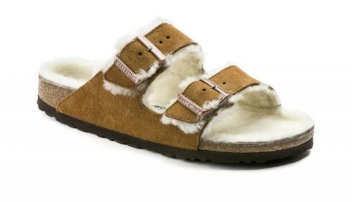 Birkenstock Arizona Shearling Suede Leather Regular Fit hnedé 1001128