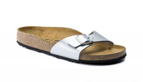 Birkenstock Madrid Birko-Flor Silver Regular Fit šedé 40411