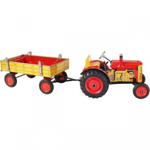 Kovap Traktor s prívesom plastové disky červený