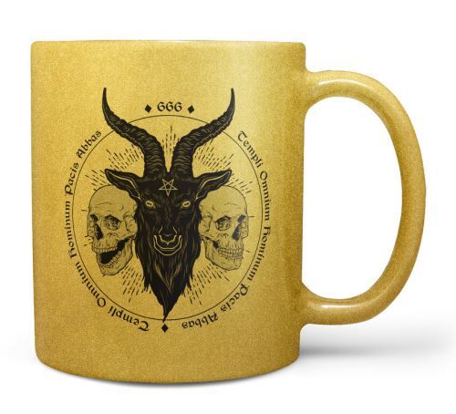 Hrnček Baphomet skull (zlatý)