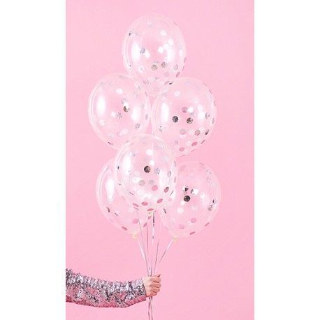 BK12-3-018-6 Set balónov - Konfety strieborné/zlaté, 30cm (6ks) Strieborná