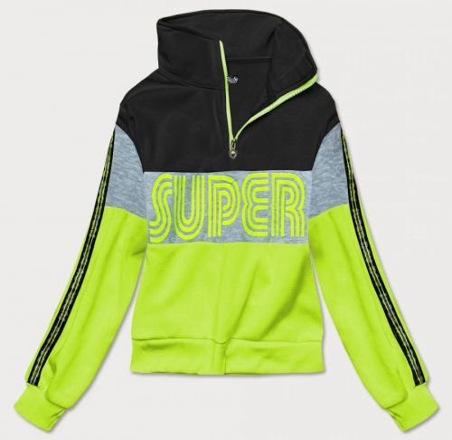 Černo-zelená dámská sportovní mikina (26019) Zelená S (36)