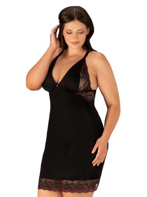 Rafinovaná košilka Vanessme chemise 2XL/3XL - Obsessive černá 2XL/3XL