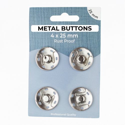 Stláčací gombík METAL 25 mm silver