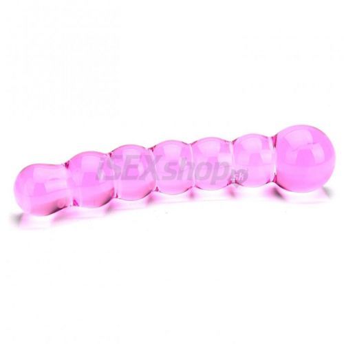 Spectrum Ribbed vrúbkované sklenené dildo ružové