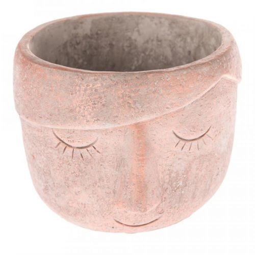 Ružový betónový kvetináč Dakls Smiley, výška 11 cm