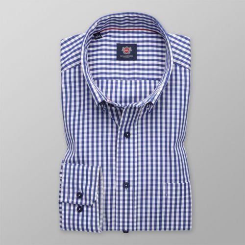 Pánska košeľa slim fit s modro-bielym károvaným vzorom 13624