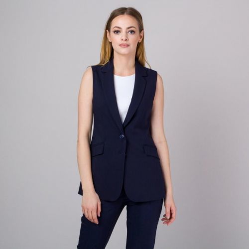 Elegantná dámska vesta tmavomodrej farby 13634