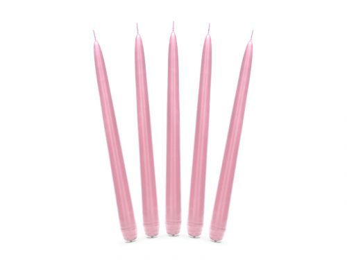 PartyDeco Kónická sviečka ružová - matná 24 cm