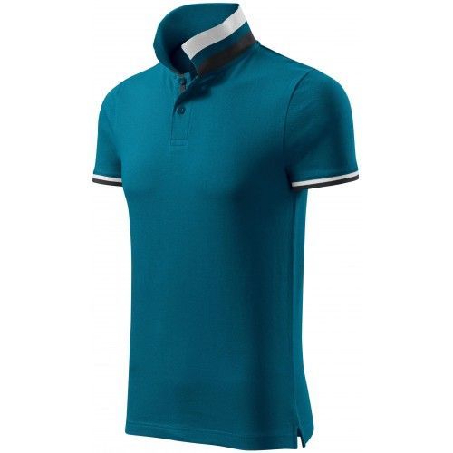 Pánska polokošeľa s golierom hore, petrol blue, S
