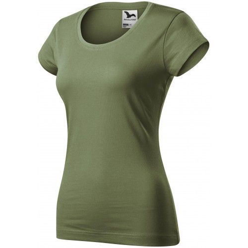 Dámske tričko zúžené s okrúhlym výstrihom, khaki, XS
