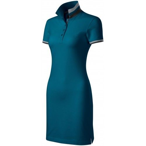 Dámske šaty s golierom hore, petrol blue, XS