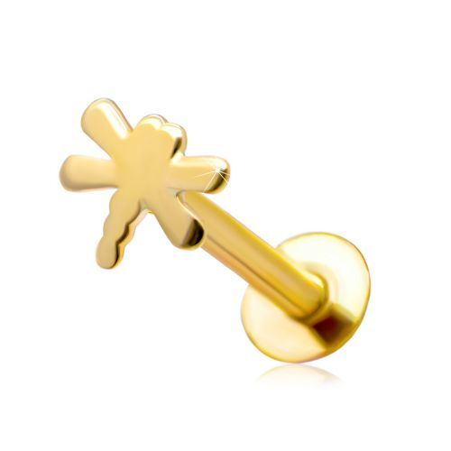 Piercing do pery a brady z 9K žltého zlata - motív vážky