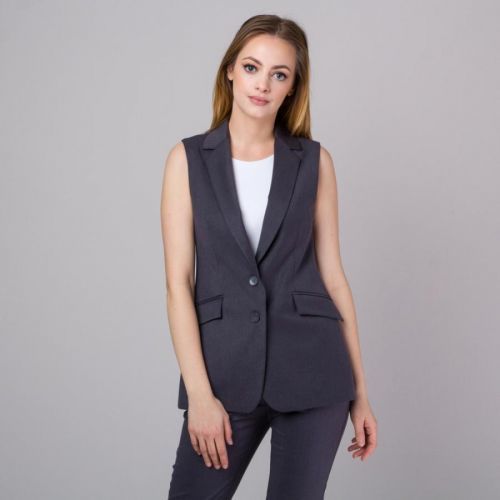 Elegantná dámska vesta tmavosivej farby 13642
