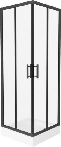 MEXEN/S - Rio štvorcový sprchovací kút 70 x 70 cm, transparent, čierna + vanička Rio, 860-070-070-70-00-4510