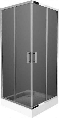 MEXEN/S - Rio štvorcový sprchovací kút 90 x 90 cm, grafit, chróm + vanička Rio, 860-090-090-01-40-4510
