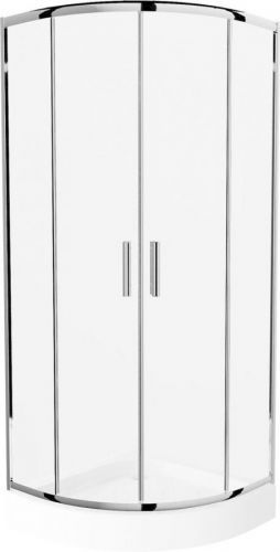 MEXEN/S - Rio štvrťkruhový sprchovací kút 80 x 80 cm, transparent, chróm + vanička Rio, 863-080-080-01-00-4710