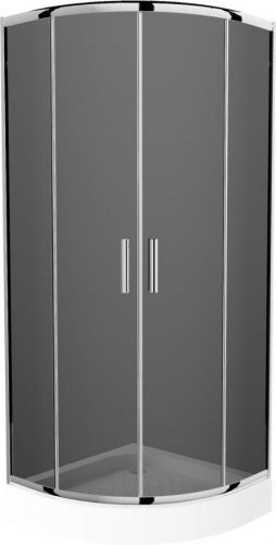 MEXEN/S - Rio štvrťkruhový sprchovací kút 80 x 80 cm, grafit, chróm + vanička Rio, 863-080-080-01-40-4710