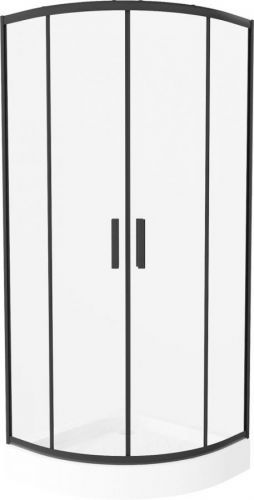 MEXEN/S - Rio štvrťkruhový sprchovací kút 80 x 80 cm, transparent, čierna + vanička Rio, 863-080-080-70-00-4710