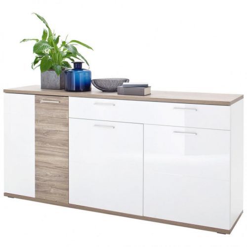Livetastic ŠIROKÁ KOMODA, biela, farby dubu, 180/86/43 cm