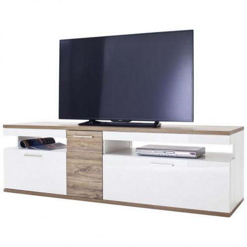 Livetastic TV DIEL, biela, farby dubu, 180/55/50 cm