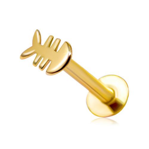 Piercing do pery a brady zo 14K žltého zlata - plochá kostra ryby