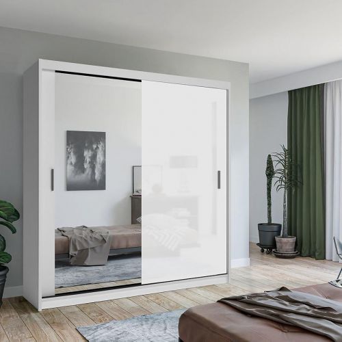 Skriňa Lux 203 Biely + 1 x Zrkadlo  /1 x Biely Lesk