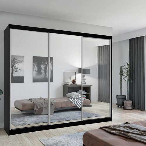 Skriňa Lux 250 čierna + 3 x Zrkadlo