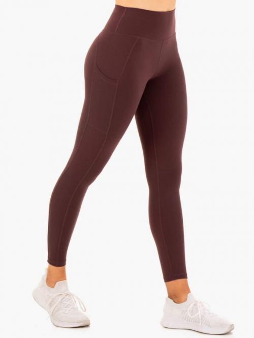 Ryderwear Dámske legíny s vreckami Reset High Waisted Chocolate  XS