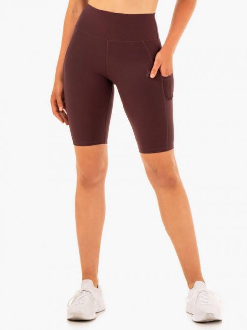 Ryderwear Dámske biker šortky s vreckami Reset High Waisted Chocolate  XS