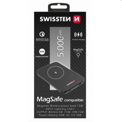 Swissten Power Bank pre iPhone 12, 12 Pro, 12 Pro Max, 13, 13 Mini, 13 Pro Max, 5000mAh 22013970