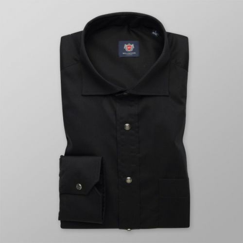 Pánska slim fit košeľa čiernej farby so zapínaním na patentky 13648