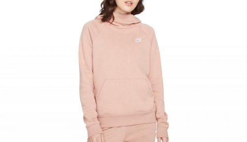 Nike Sportswear Essential Fleece Funnel-Neck Pullover Hoodie ružové BV4116-609