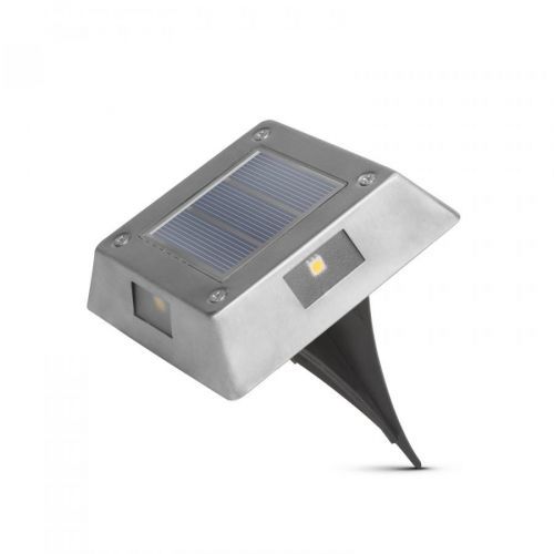 LED solárna lampa zapichovacia / nástenná - štvorec, kov - studená biela - 10 x 10 x 2,5 (+11) cm
