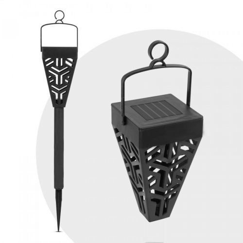 Zapichovacia, zavesiteľná solárna lampa - teplá biela - 7 x 7 x 36 (+10) cm