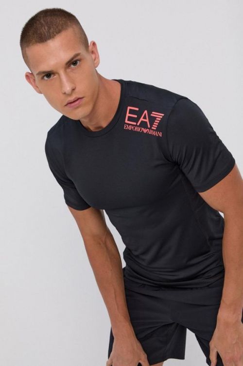 Tričko EA7 Emporio Armani pánske, čierna farba, jednofarebné