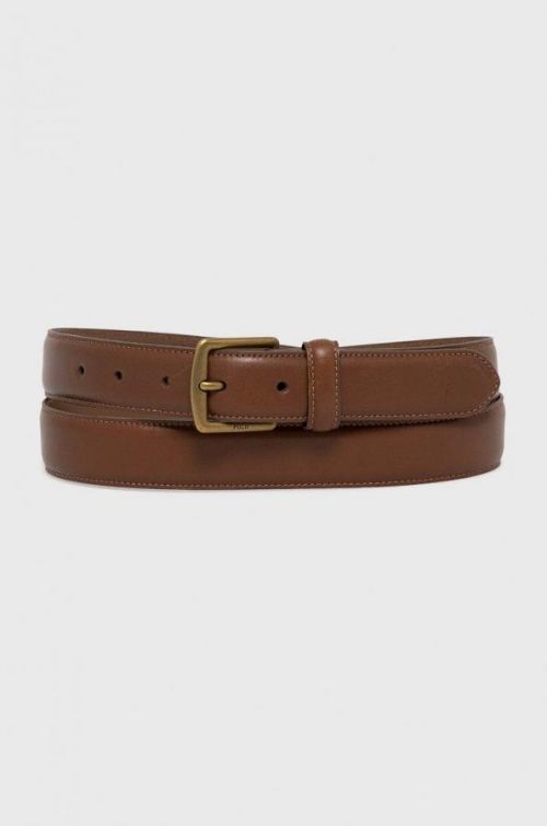 Kožený opasok Polo Ralph Lauren pánsky, hnedá farba