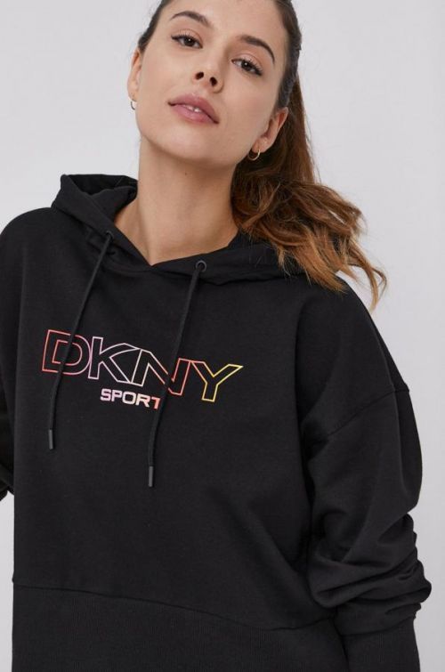 Mikina Dkny dámska, čierna farba, s potlačou