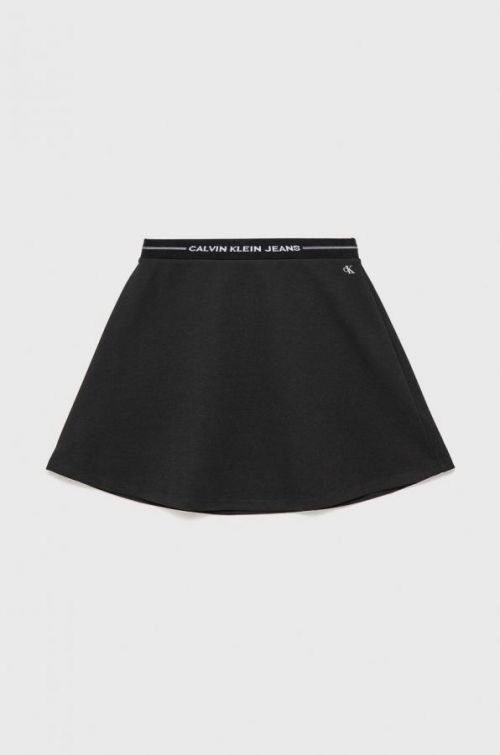 Dievčenská sukňa Calvin Klein Jeans čierna farba, mini, áčkový strih