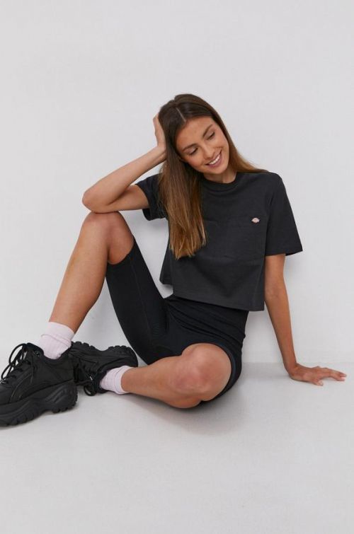 Bavlnené tričko Dickies čierna farba